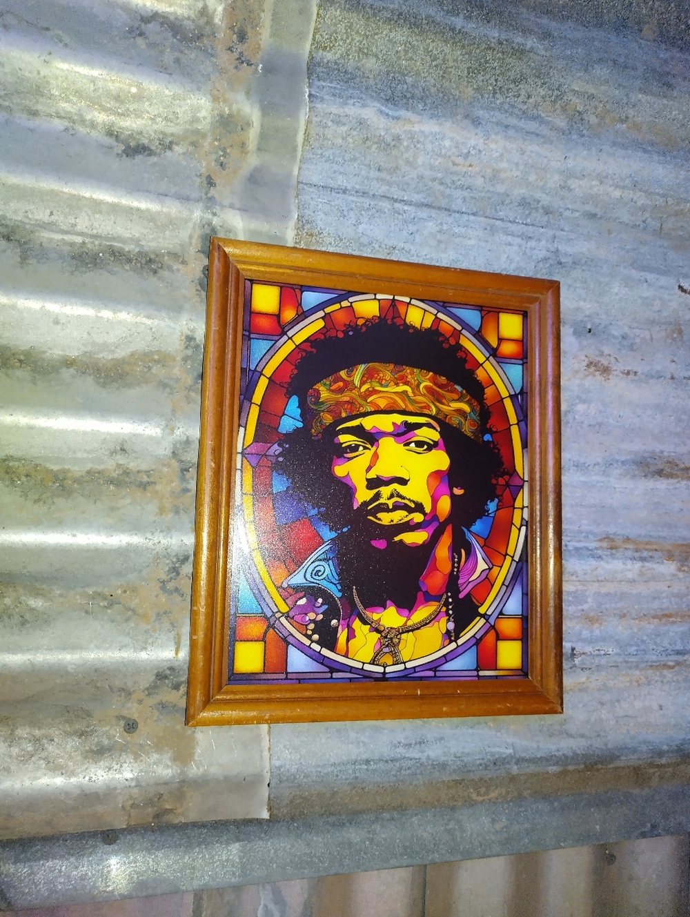 Jimi Hendrix Stained Glass Style Framed Art Print By Neon Nicho - Picture 1 of 1